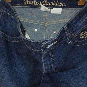 Harley-Davidson Women's Blue Boot Cut   Embellished Mid-rise Jeans.